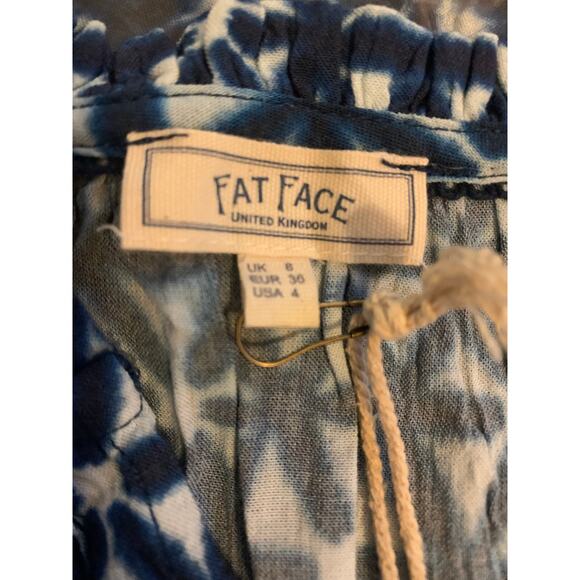 FAT FACE MAYE Indigo Blue SHIBORI PATCH Dress Sz 4 NWOT - Picture 9 of 11